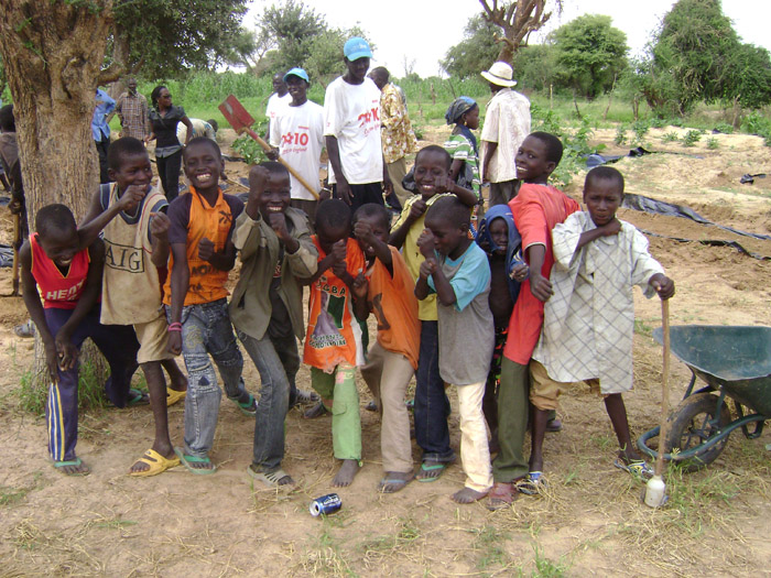 village boys in the garden